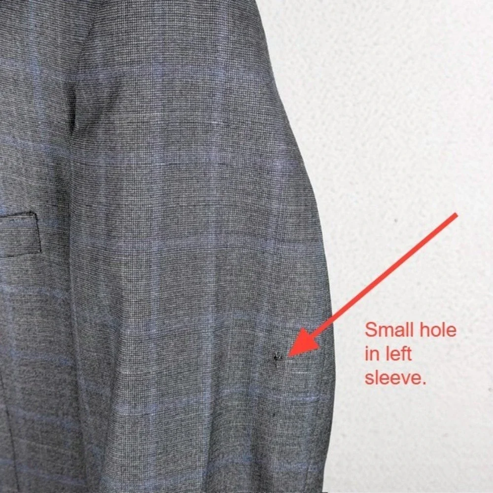 Jos. A. Bank Reserve Grey Plaid‎ Guabello Super 130s Wool Blazer 46R 46 Regular